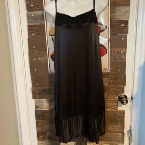 Black spaghetti strap slip dress.